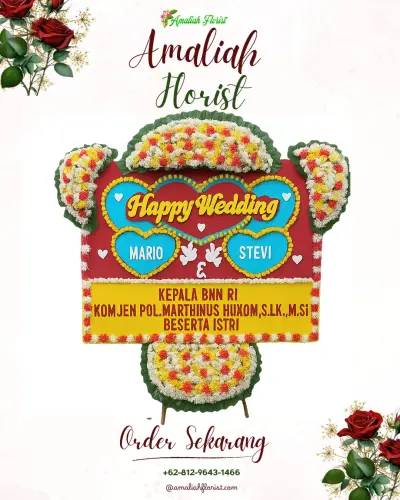 Karangan Papan Bunga Pernikahan di Akcaya